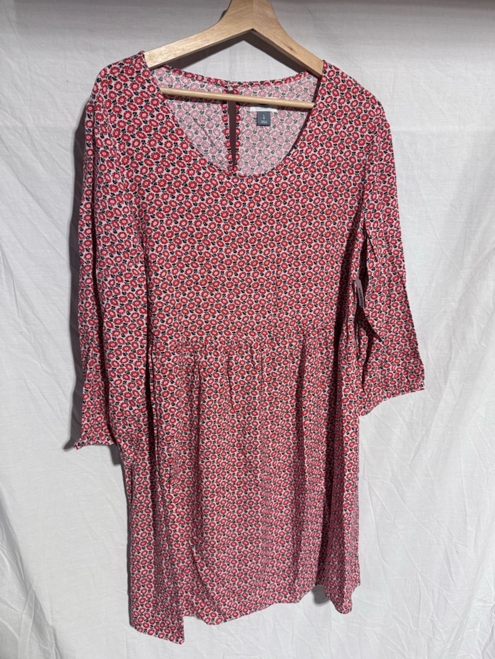 NWT Old Navy long sleeve red pattern dress Size Large